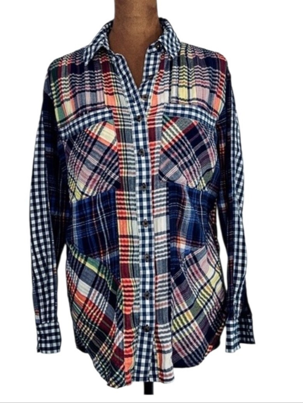 Pilcro Anthropologie Women’s XS Patchwork Plaid Button‎ Down Shirt